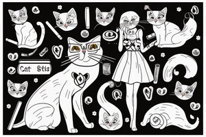 cat in a dress with a cigarette tattoo idea