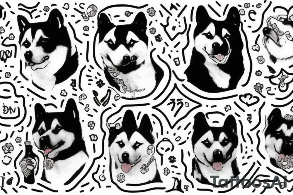 Akita inu smoke tattoo idea