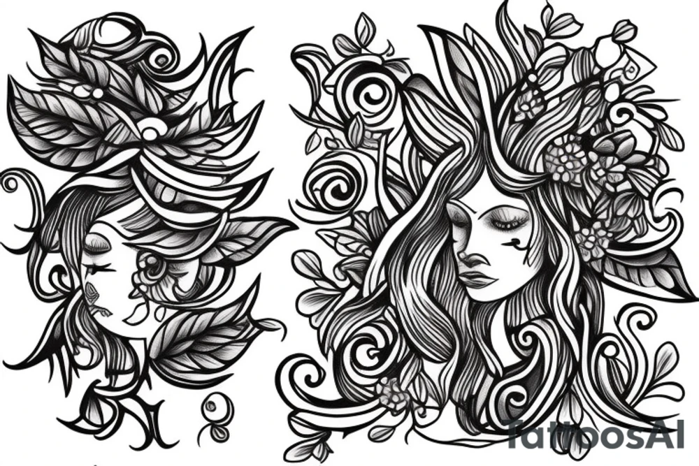 Dark willow in flowers tattoo idea