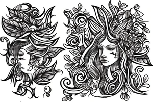 Dark willow in flowers tattoo idea