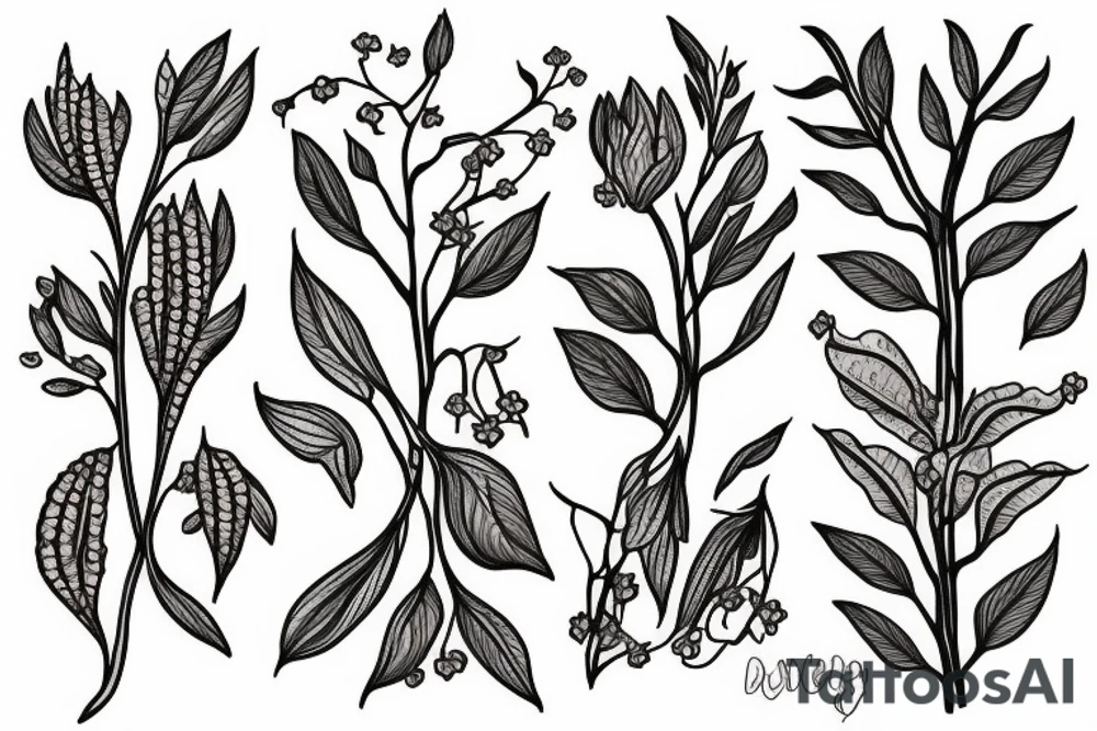 Dark willow in flowers tattoo idea