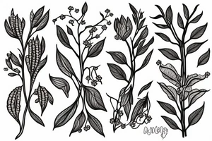 Dark willow in flowers tattoo idea