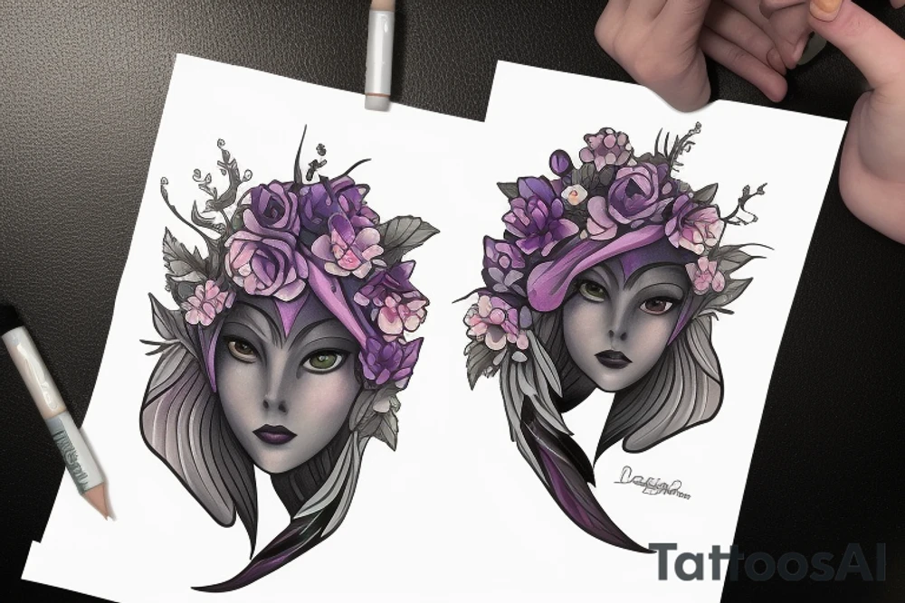 Dark willow from dota 2 
in flowers tattoo idea