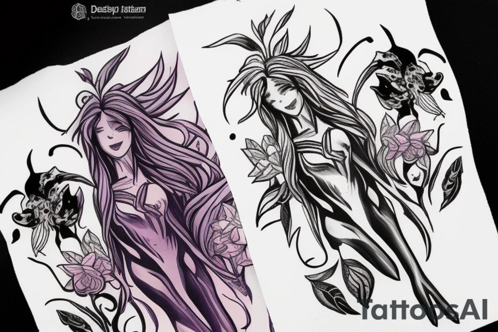 Dark willow from dota 2 
in flowers tattoo idea