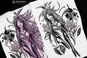 Dark willow from dota 2 
in flowers tattoo idea