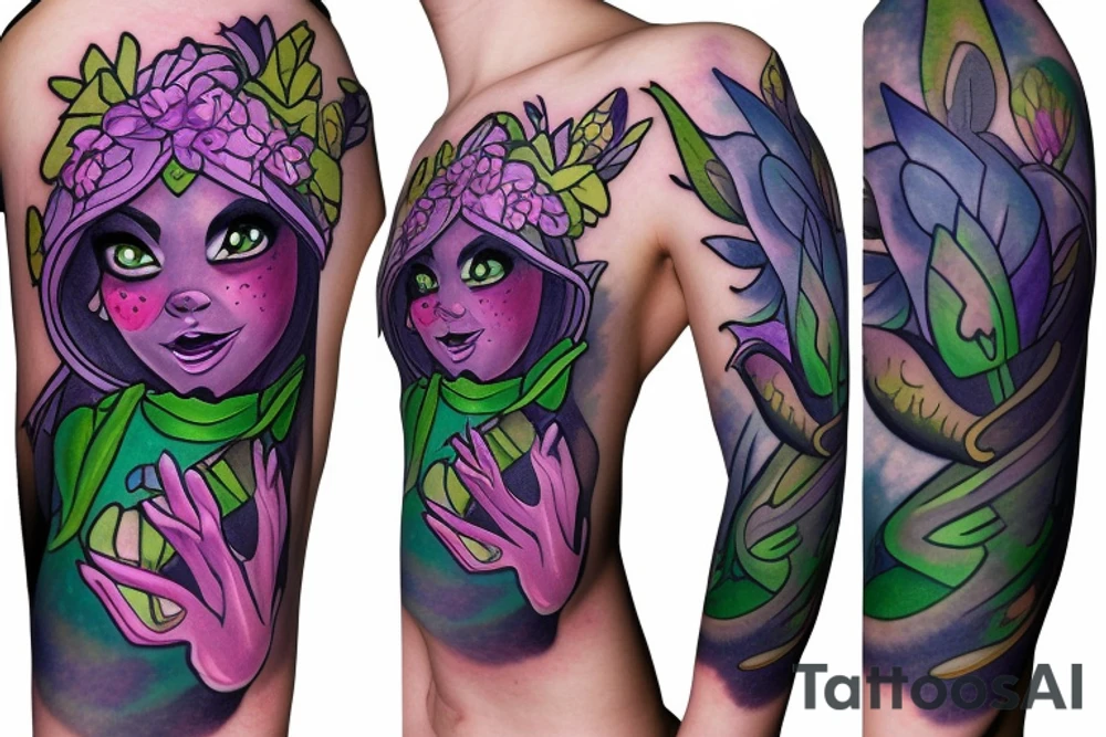 Dark willow from dota 2 
in flowers tattoo idea