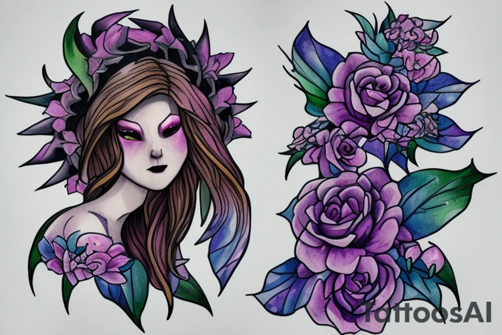 Dark willow from dota 2 
in flowers tattoo idea