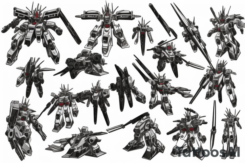 gundam wing mech with large scythe tattoo idea