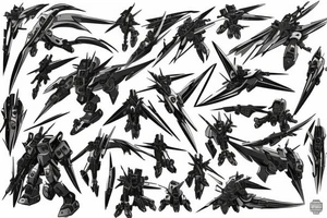 gundam wing mech wieding large death scythe tattoo idea