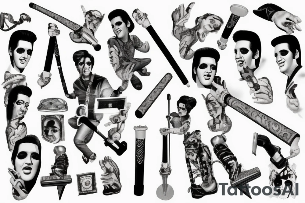 elvis presley half speed on a pogo stick tattoo idea