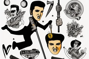 elvis presley half speed on a pogo stick tattoo idea