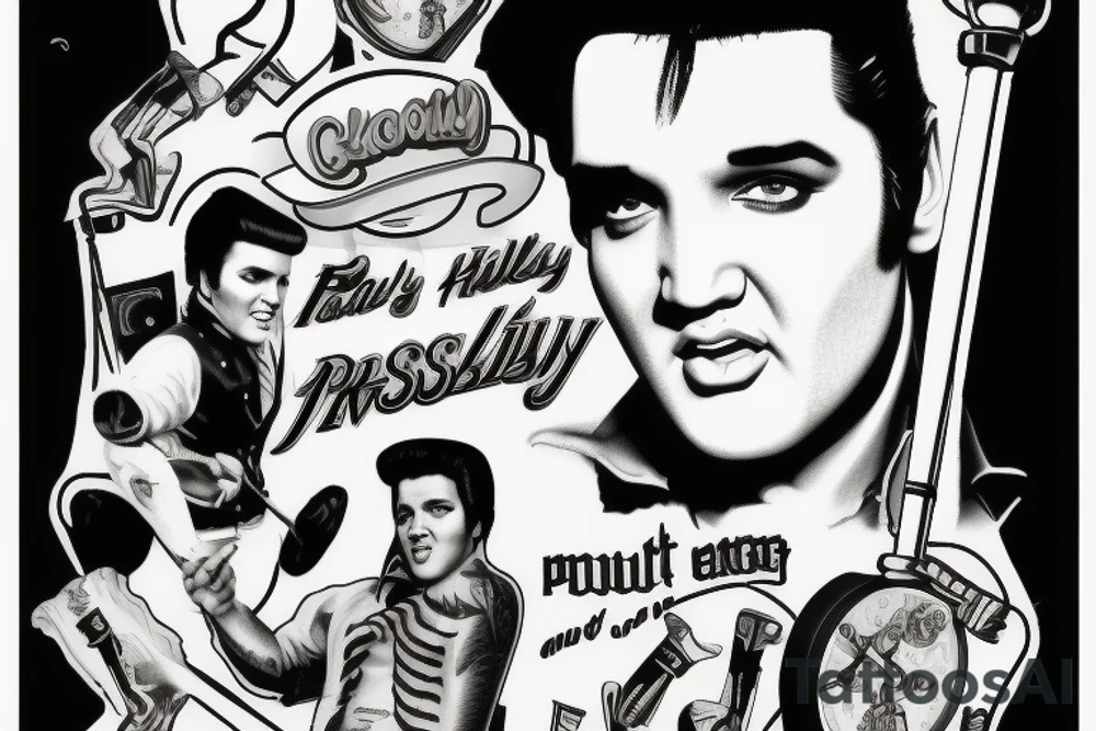 elvis presley half speed on a pogo stick tattoo idea