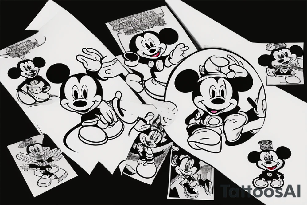 dystopian mickey mouse with a cocaine addiction tattoo idea