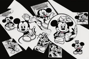 dystopian mickey mouse with a cocaine addiction tattoo idea