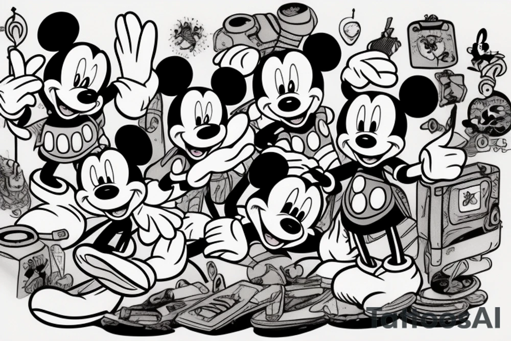 dystopian mickey mouse cocaine addiction tattoo idea
