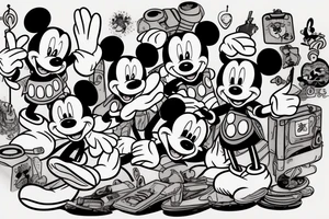 dystopian mickey mouse cocaine addiction tattoo idea