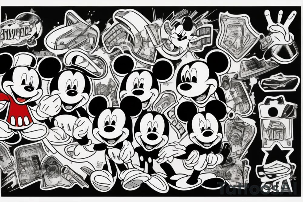 dystopian mickey mouse cocaine addiction tattoo idea