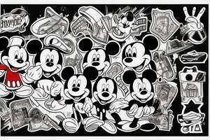 dystopian mickey mouse cocaine addiction tattoo idea