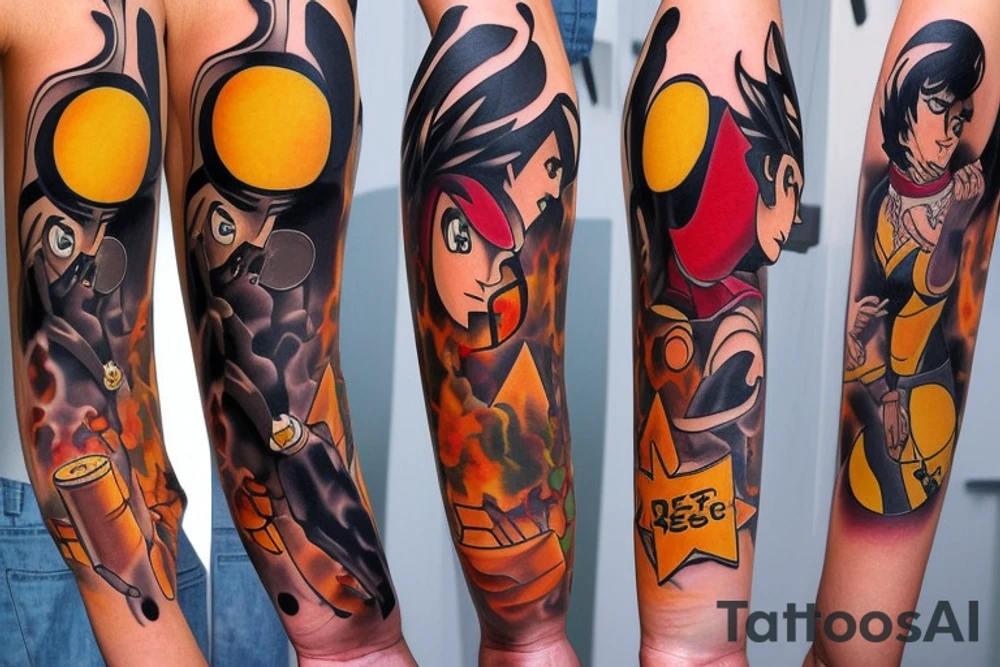 jet black cowboy beebop tattoo idea