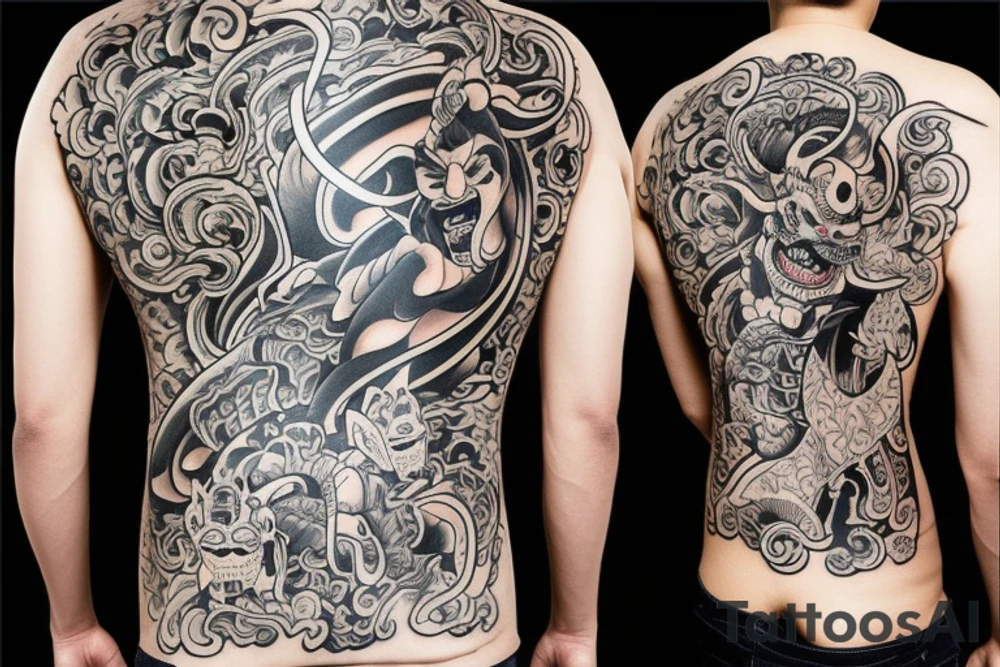 hannya mask back tattoo tattoo idea
