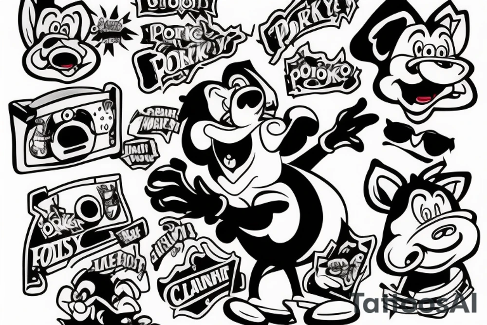 porky pig chainsaw tattoo idea