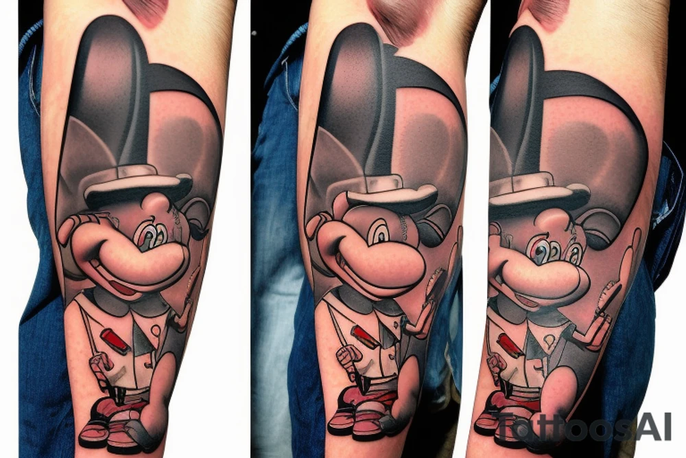 porky pig using chainsaw tattoo idea