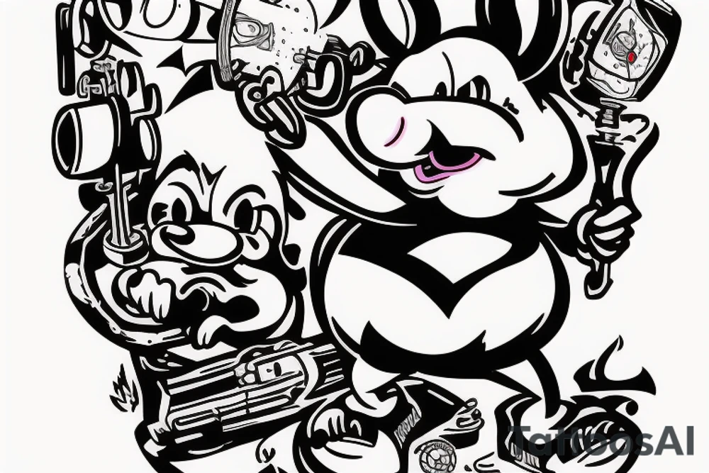 porky pig using chainsaw tattoo idea