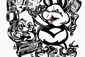 porky pig using chainsaw tattoo idea