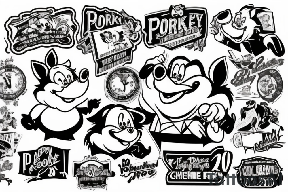 porky pig using chainsaw tattoo idea