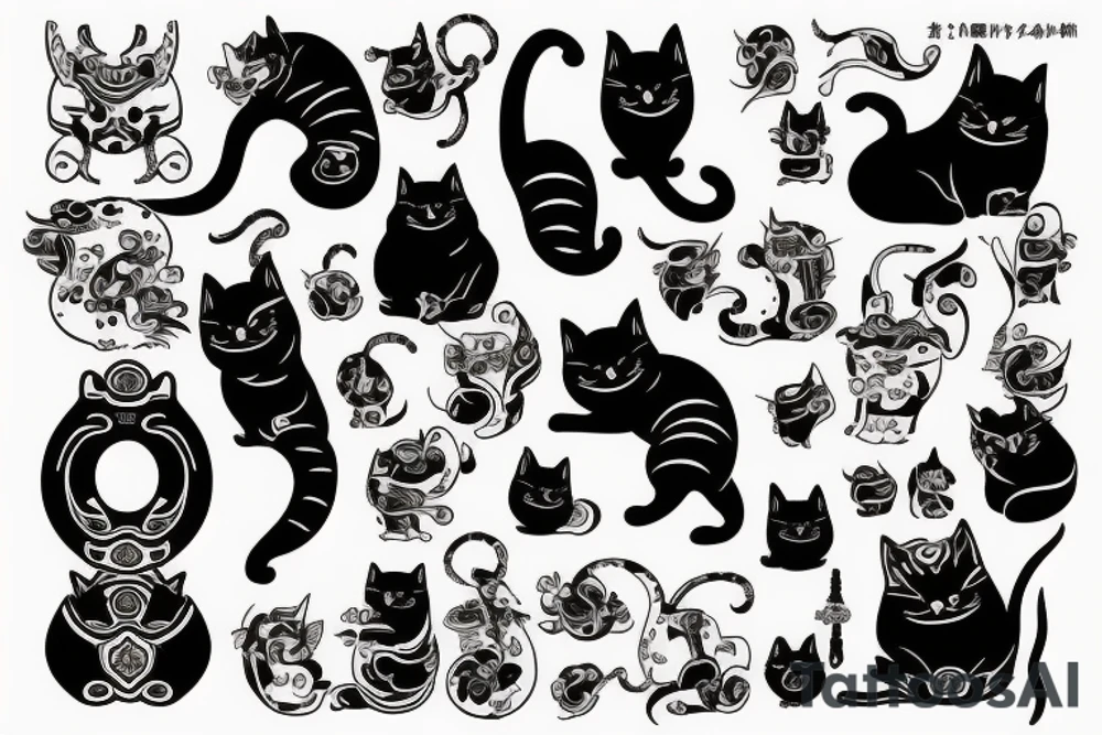 samurai cat tattoo idea