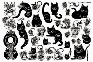 samurai cat tattoo idea