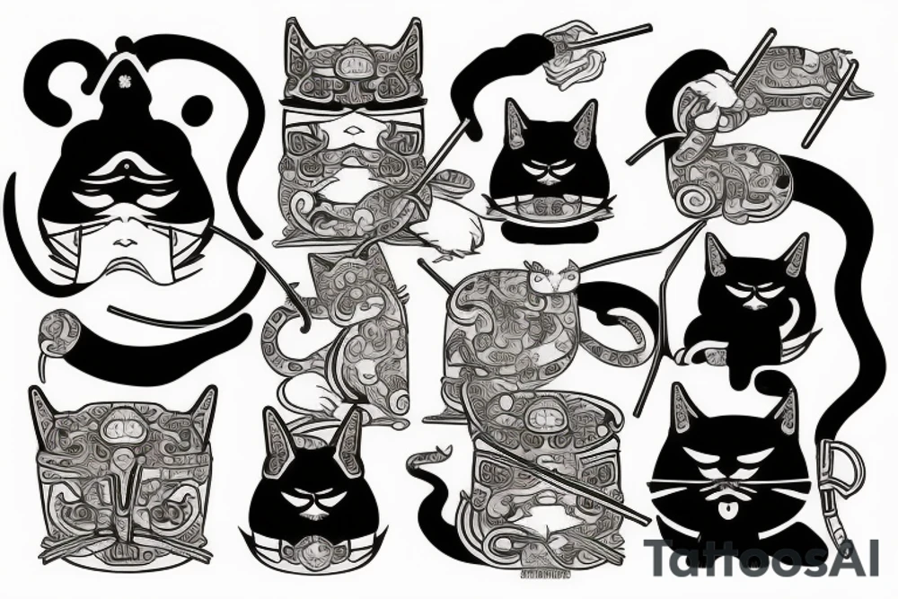 samurai cat tattoo idea