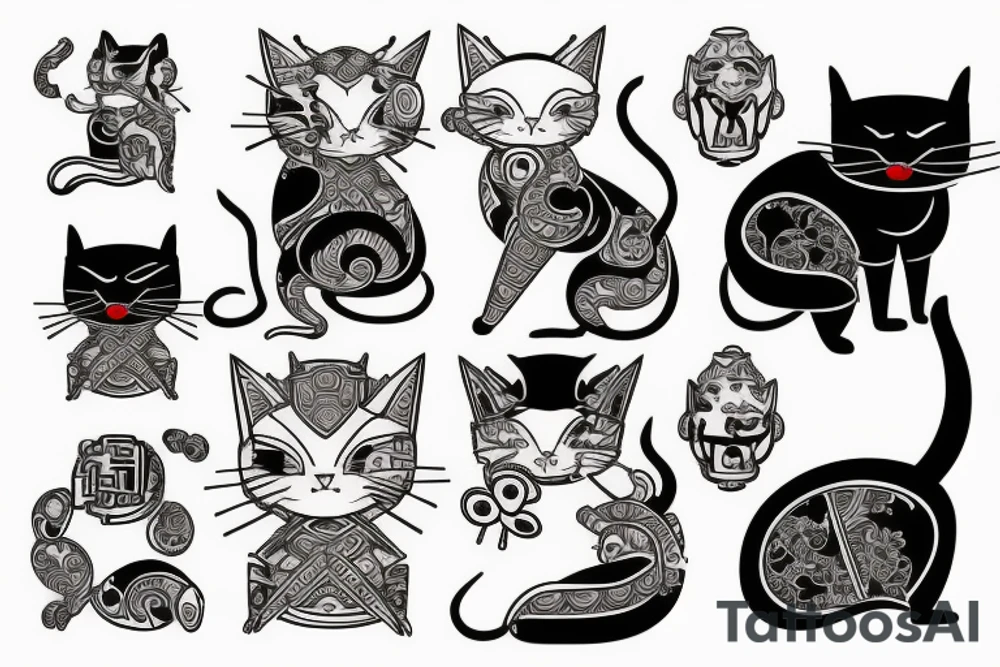 samurai cat tattoo idea