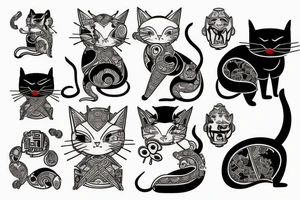 samurai cat tattoo idea