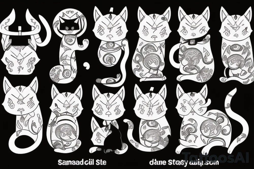 samurai cat tattoo idea