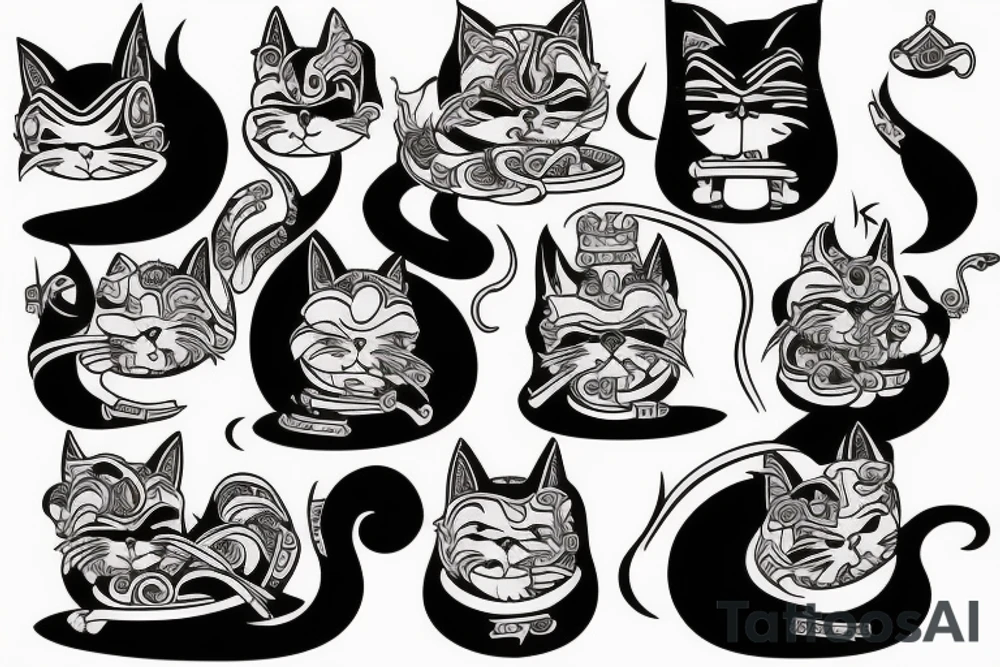 samurai cat tattoo idea