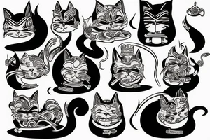 samurai cat tattoo idea