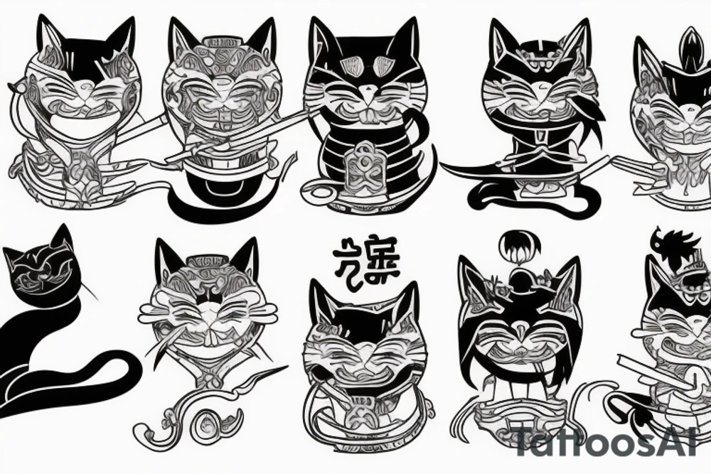 samurai cat tattoo idea