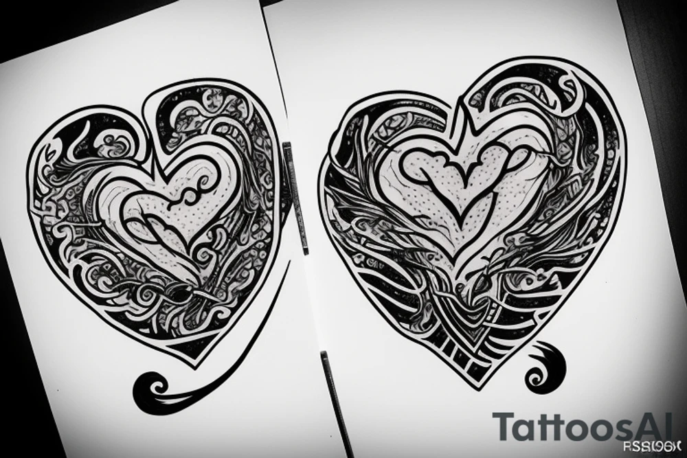 basketball heart fire tattoo idea
