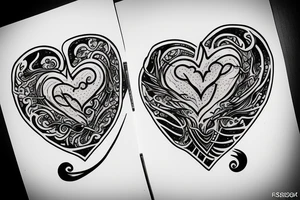 basketball heart fire tattoo idea