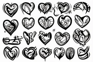 basketball heart fire tattoo idea