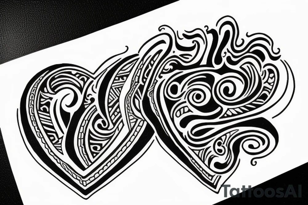 basketball heart fire tattoo idea