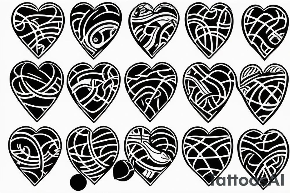 basketball heart fire tattoo idea