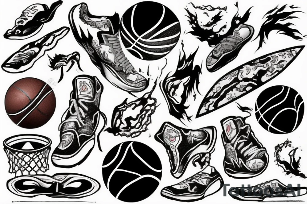 basketball flying comet burning tattoo idea