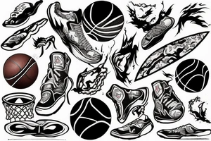basketball flying comet burning tattoo idea