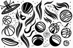 basketball flying comet burning tattoo idea