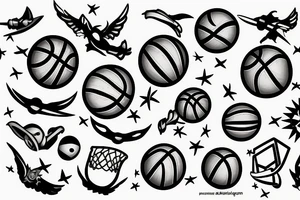 basketball flying comet burning tattoo idea