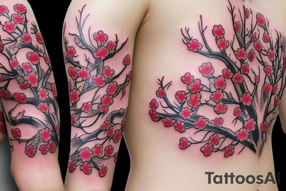 Cherry blossom ribs tattoo tattoo idea