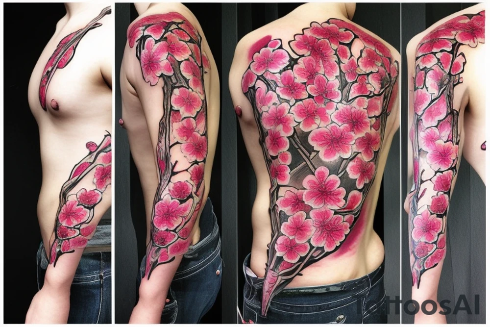 Cherry blossom ribs tattoo tattoo idea