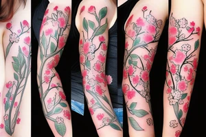 Cherry blossom sleeve tattoo idea